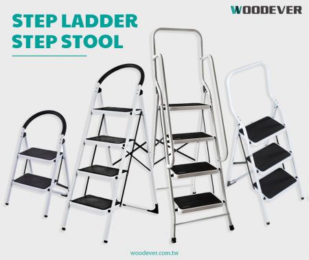 Step Stool - Light-weight and heavy-duty folding step stool ladders for kitchen, household, or commercial use.